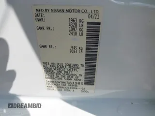 2021 Nissan Altima SV with VIN 1N4BL4DV5MN381985, listed as a IAAI auction lot 42471676 with 75,724 mi miles and . Bid and sale history available at DreamBid. Image 9.