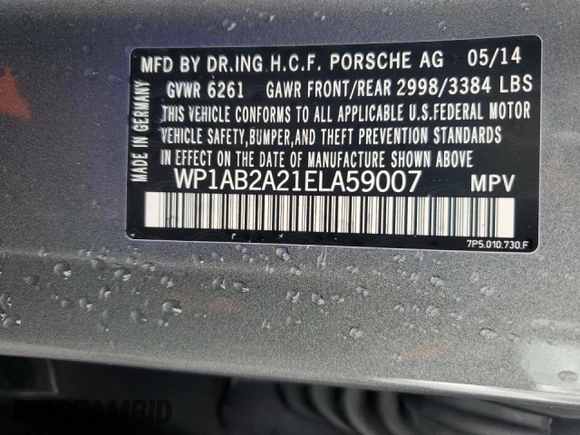 2014 Porsche Cayenne S with VIN WP1AB2A21ELA59007, listed as a Copart auction lot 47820385 with 69,924 mi miles and Salvage title. Bid and sale history available at DreamBid. Image 16.