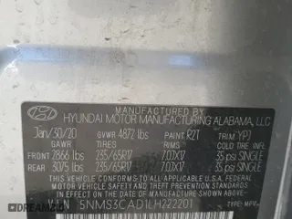 2020 Hyundai Santa Fe SEL with VIN 5NMS3CAD1LH222201, listed as a Copart auction lot 49451205 with 95,066 mi miles and Salvage Title. Bid and sale history available at carsss.com. Image 13.