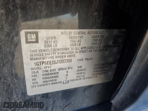 2018 GMC Canyon 4WD Denali with VIN 1GTP6EE15J1207359, listed as a Copart auction lot 75865924 with 59,177 mi miles and Salvage Title. Bid and sale history available at carsss.com. Image 12.