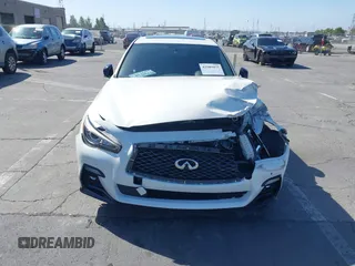 2021 Infiniti Q50 Red Sport 400 with VIN JN1FV7DR9MM880601, listed as a IAAI auction lot 42509477 with 28,202 mi miles and . Bid and sale history available at DreamBid. Image 18.