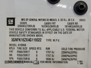 2004 Chevrolet Suburban Z71 with VIN 3GNFK16ZX4G119022, listed as a Copart auction lot 43548145 with 174,143 mi miles and Salvage Title. Bid and sale history available at carsss.com. Image 13.