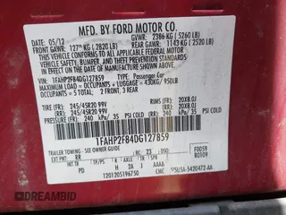 2013 Ford Taurus Limited with VIN 1FAHP2F84DG127859, listed as a IAAI auction lot 41913310 with 196,620 mi miles and . Bid and sale history available at DreamBid. Image 9.