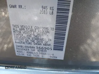 2024 Nissan Altima 2.5 SV with VIN 1N4BL4DV6RN366905, listed as a IAAI auction lot 41869697 with 6,165 mi miles. Bid and sale history available at carsss.com. Image 9.