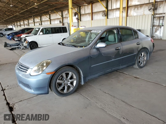 2005 Infiniti G35 with VIN JNKCV51E15M216377, listed as a Copart auction lot 57979994 with 147,084 mi miles and Salvage Title. Bid and sale history available at DreamBid. Image 1.