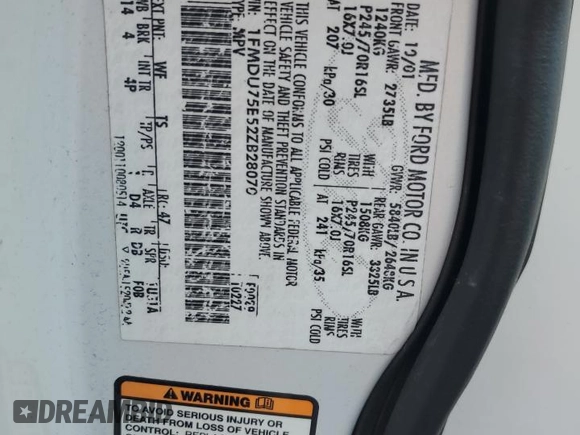 2002 Ford Explorer Limited с VIN 1FMDU75E52ZB28070, выставлен на аукционе Copart как лот 66147195 с пробегом 152 835 миль миль и Чистый • Clean title. История ставок и продаж доступна на DreamBid. Изображение 13.