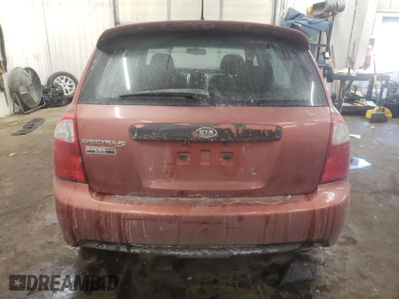 2009 Kia Spectra with VIN KNAFE241995025583, listed as a Copart auction lot 45626095 with 297,361 mi miles and Salvage Title. Bid and sale history available at carsss.com. Image 6.
