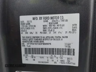 2013 Ford F-150 XL with VIN 1FTFW1ET2DFB95975, listed as a IAAI auction lot 42151662 with 151,993 mi miles. Bid and sale history available at carsss.com. Image 9.