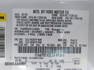 2020 Ford Mustang EcoBoost with VIN 1FA6P8TH2L5149304, listed as a IAAI auction lot 41833277 with 96,450 mi miles and . Bid and sale history available at DreamBid. Image 9.