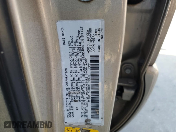 2002 Lexus RX 300 with VIN JTJGF10U820139993, listed as a Copart auction lot 70506374 with 228,629 mi miles and Salvage Title. Bid and sale history available at carsss.com. Image 13.