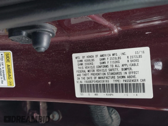 2016 Acura TLX Technology with VIN 19UUB2F54GA008165, listed as a IAAI auction lot 42192153 with 202,370 mi miles and . Bid and sale history available at DreamBid. Image 9.