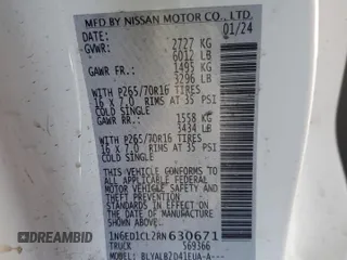 2024 Nissan Frontier S z VIN 1N6ED1CL2RN630671, wystawiony jako Copart lot #42723515 z przebiegiem Nie podano mil oraz Szkoda całkowita • Salvage title. Historia ofert i sprzedaży dostępna na DreamBid. Obrazek 12.