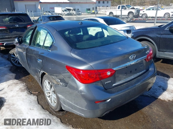 2015 Infiniti Q50 with VIN JN1BV7AR4FM407078, listed as a IAAI auction lot 41680093 with 122,666 mi miles. Bid and sale history available at carsss.com. Image 3.