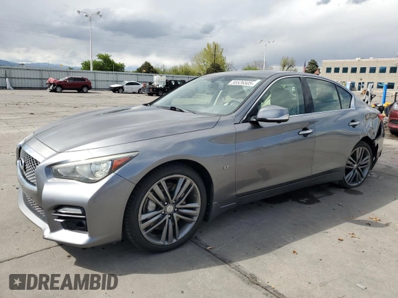 2015 Infiniti Q50 Premium with VIN JN1BV7AR7FM392009, listed as a Copart auction lot 55526505 with 110,884 mi miles and Salvage title. Bid and sale history available at DreamBid. Image 1.