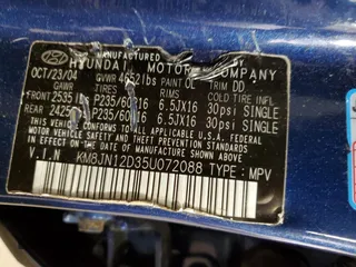 2005 Hyundai Tucson GLS with VIN KM8JN12D35U072088, listed as a Copart auction lot 65343044 with 191,437 mi miles and Salvage Title. Bid and sale history available at carsss.com. Image 16.