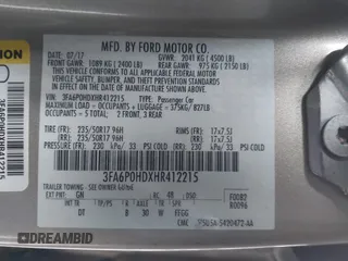 2017 Ford Fusion SE with VIN 3FA6P0HDXHR412215, listed as a IAAI auction lot 41520106 with 100,001 mi miles. Bid and sale history available at carsss.com. Image 9.