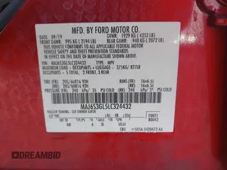 2020 Ford EcoSport SE with VIN MAJ6S3GL5LC324432, listed as a IAAI auction lot 40716421 with 25,545 mi miles and . Bid and sale history available at carsss.com. Image 9.