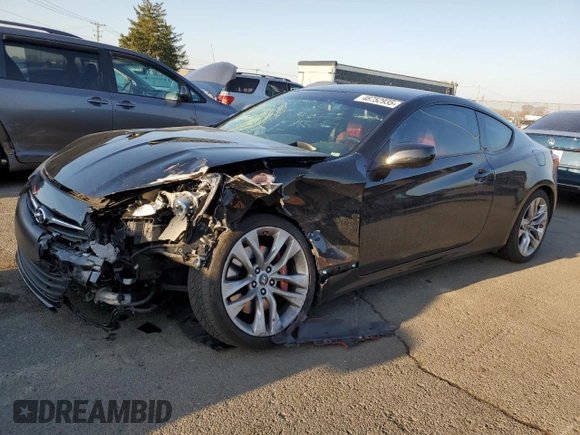 2013 Hyundai Genesis Coupe R-Spec with VIN KMHHT6KD4DU111402, listed as a Copart auction lot 48752935 with 104,119 mi miles and Salvage title. Bid and sale history available at DreamBid. Image 1.