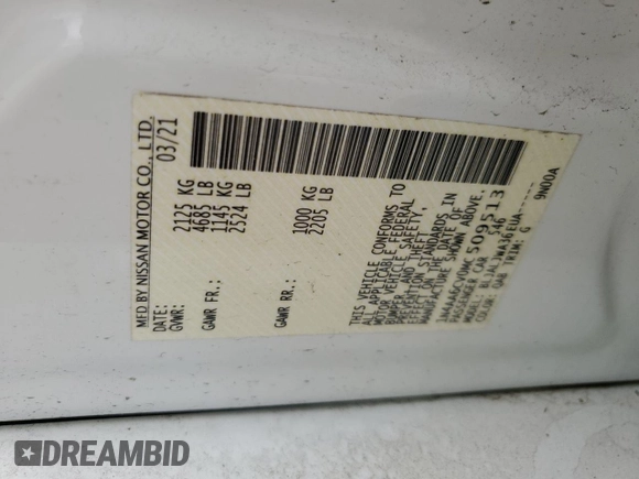 2021 Nissan Maxima SV z VIN 1N4AA6CV0MC509513, wystawiony jako Copart lot #57102775 z przebiegiem 77 319 mil mil oraz Szkoda całkowita • Salvage title. Historia ofert i sprzedaży dostępna na DreamBid. Obrazek 12.