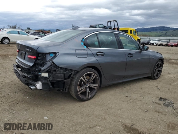 2021 BMW 3 Series 330e with VIN 3MW5P7J02M8B94208, listed as a Copart auction lot 48971455 with 22,228 mi miles and Salvage Title. Bid and sale history available at carsss.com. Image 3.