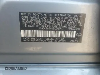 2006 Lexus IS 250 with VIN JTHCK262465005997, listed as a Copart auction lot 54251915 with 208,670 mi miles and Salvage Title. Bid and sale history available at DreamBid. Image 12.