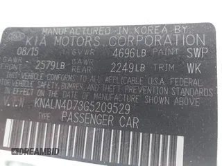 2016 Kia Cadenza Premium z VIN KNALN4D73G5209529, wystawiony jako IAAI lot #42239194 z przebiegiem 95 760 mil mil oraz . Historia ofert i sprzedaży dostępna na DreamBid. Obrazek 9.