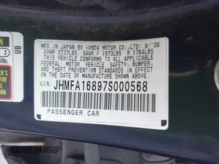 2007 Honda Civic EX with VIN JHMFA16897S000568, listed as a IAAI auction lot 41950275 with 147,735 mi miles and . Bid and sale history available at DreamBid. Image 9.