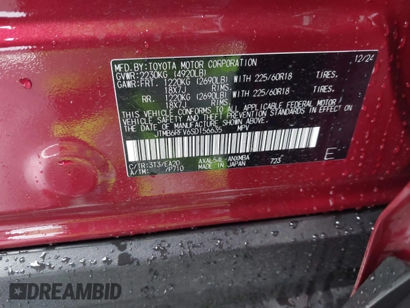 2025 Toyota RAV4 Hybrid XLE Premium with VIN JTMB6RFV6SD156635, listed as a IAAI auction lot 41979039 with 1,849 mi miles and . Bid and sale history available at DreamBid. Image 9.