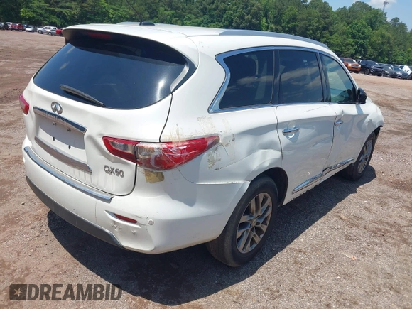 2015 Infiniti QX60 with VIN 5N1AL0MNXFC547099, listed as a IAAI auction lot 42104864 with 128,834 mi miles and . Bid and sale history available at DreamBid. Image 4.