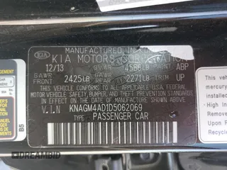 2013 Kia Optima Hybrid EX with VIN KNAGM4AD1D5062069, listed as a Copart auction lot 52456105 with 104,385 mi miles and Salvage Title. Bid and sale history available at carsss.com. Image 12.