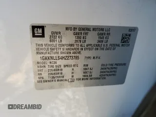 2017 GMC Acadia SLE with VIN 1GKKNLLS4HZ273785, listed as a Copart auction lot 49035755 with 105,318 mi miles and Salvage Title. Bid and sale history available at carsss.com. Image 14.