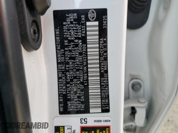 2019 Toyota Camry XSE with VIN 4T1B61HK1KU277900, listed as a Copart auction lot 50334865 with 122,154 mi miles and Salvage Title. Bid and sale history available at carsss.com. Image 13.