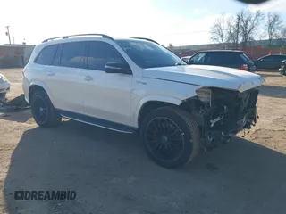 2021 Mercedes-Benz GLS 63 AMG with VIN 4JGFF8KE7MA432743, listed as a IAAI auction lot 41621423 with 65,225 mi miles and . Bid and sale history available at DreamBid. Image 1.