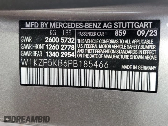 2023 Mercedes-Benz E 450 with VIN W1KZF5KB6PB185466, listed as a Copart auction lot 76940854 with 4,442 mi miles and Clean Title. Bid and sale history available at DreamBid. Image 15.