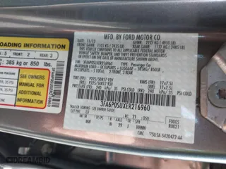 2014 Ford Fusion Energi Titanium with VIN 3FA6P0SUXER216960, listed as a IAAI auction lot 41339413 with 85,025 mi miles. Bid and sale history available at carsss.com. Image 9.