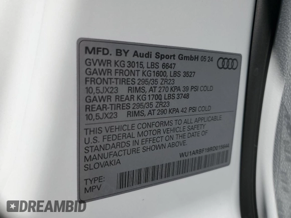 2024 Audi RS Q8 z VIN WU1ARBF19RD015644, wystawiony jako Copart lot #80569264 z przebiegiem 131 mil mil oraz Szkoda całkowita • Salvage title. Historia ofert i sprzedaży dostępna na DreamBid. Obrazek 13.