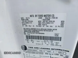 2014 Ford F-150 XL with VIN 1FTFW1ET1EFB06866, listed as a IAAI auction lot 41715890 with 238,605 mi miles. Bid and sale history available at carsss.com. Image 9.