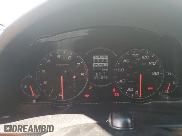 2007 Acura TSX Navi with VIN JH4CL96997C005011, listed as a Copart auction lot 55356875 with 274,548 mi miles and Salvage title. Bid and sale history available at DreamBid. Image 9.