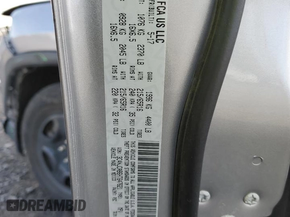 2017 Jeep Compass Sport with VIN 3C4NJCAB6HT647621, listed as a Copart auction lot 80497284 with 96,086 mi miles and Salvage Title. Bid and sale history available at carsss.com. Image 12.