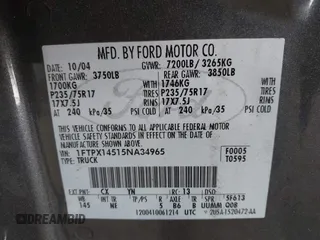 2005 Ford F-150 XLT with VIN 1FTPX14515NA34965, listed as a IAAI auction lot 42582315 with 178,636 mi miles and . Bid and sale history available at DreamBid. Image 9.