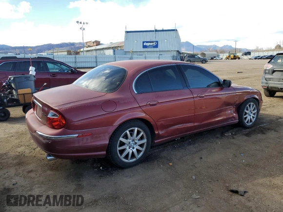 2000 Jaguar S-Type V8 with VIN SAJDA01D6YGL58384, listed as a Copart auction lot 46872315 with 105,274 mi miles and Salvage Title. Bid and sale history available at DreamBid. Image 3.
