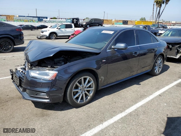 2014 Audi A4 Premium Plus with VIN WAUFFAFL4EN026575, listed as a Copart auction lot 56953344 with 85,533 mi miles and Salvage Title. Bid and sale history available at carsss.com. Image 1.