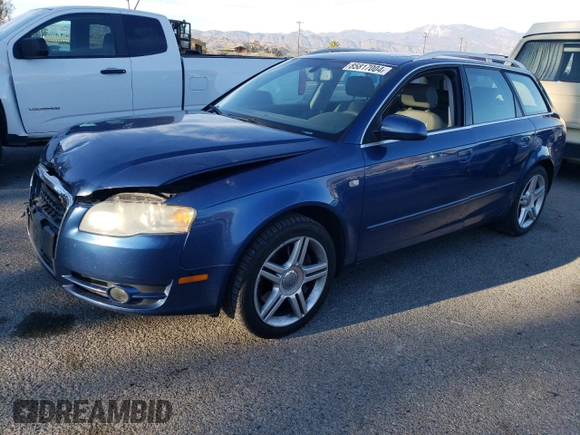 2007 Audi A4 2.0T with VIN WAUKF78EX7A220523, listed as a Copart auction lot 85817004 with 0 mi miles and Salvage Title. Bid and sale history available at carsss.com. Image 1.
