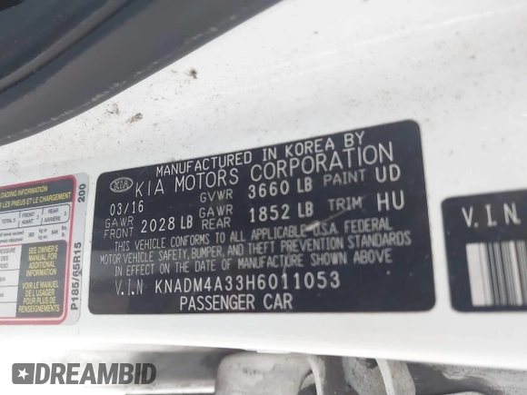 2017 Kia Rio LX z VIN KNADM4A33H6011053, wystawiony jako IAAI lot #41581653 z przebiegiem 208 532 mil mil oraz . Historia ofert i sprzedaży dostępna na DreamBid. Obrazek 9.