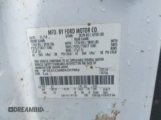 2014 Ford F-150 XL z VIN 1FTEX1CM9EKG17852, wystawiony jako IAAI lot #42483032 z przebiegiem 256 056 mil mil oraz . Historia ofert i sprzedaży dostępna na DreamBid. Obrazek 9.