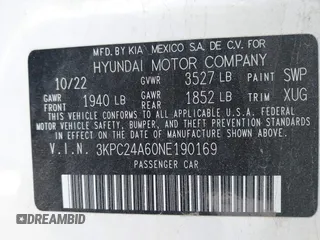 2022 Hyundai Accent SE with VIN 3KPC24A60NE190169, listed as a IAAI auction lot 41521911 with 22,089 mi miles and . Bid and sale history available at carsss.com. Image 9.