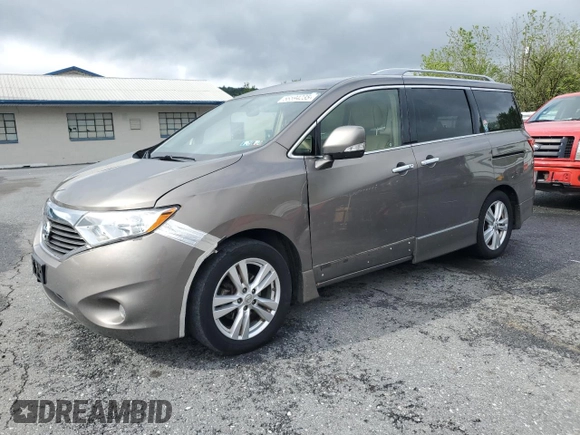 2014 Nissan Quest S with VIN JN8AE2KP9E9105056, listed as a Copart auction lot 56594235 with 117,103 mi miles and Clean title. Bid and sale history available at DreamBid. Image 1.