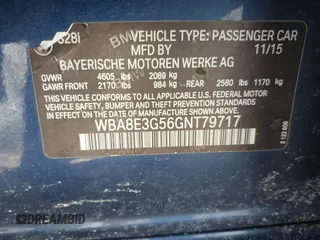 2016 BMW 3 Series 328i xDrive with VIN WBA8E3G56GNT79717, listed as a IAAI auction lot 41632382 with 120,528 mi miles. Bid and sale history available at carsss.com. Image 9.