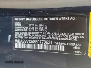 2014 BMW 4 Series 428i with VIN WBA3V7C58EP770621, listed as a Copart auction lot 72021844 with 61,475 mi miles and Salvage Title. Bid and sale history available at DreamBid. Image 13.