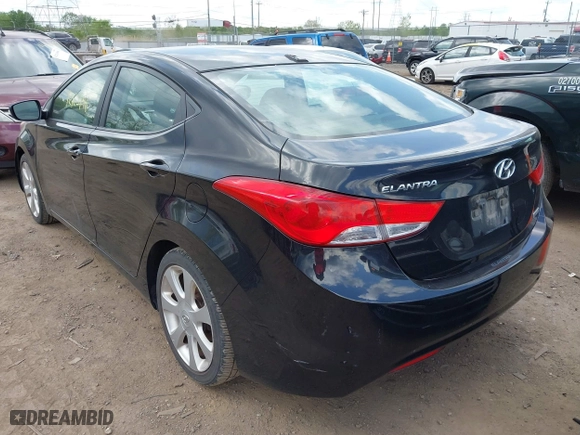 2012 Hyundai Elantra GLS with VIN KMHDH4AE8CU407441, listed as a IAAI auction lot 42125996 with 187,536 mi miles. Bid and sale history available at carsss.com. Image 3.